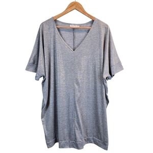 Bryn Walker Oversized Metallic V-Neck Tunic Top Relaxed Fit Large Lagenlook